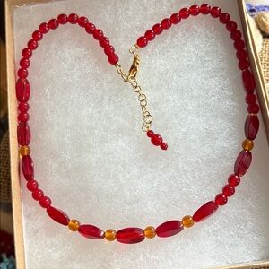 Elegant Red Beaded Necklace